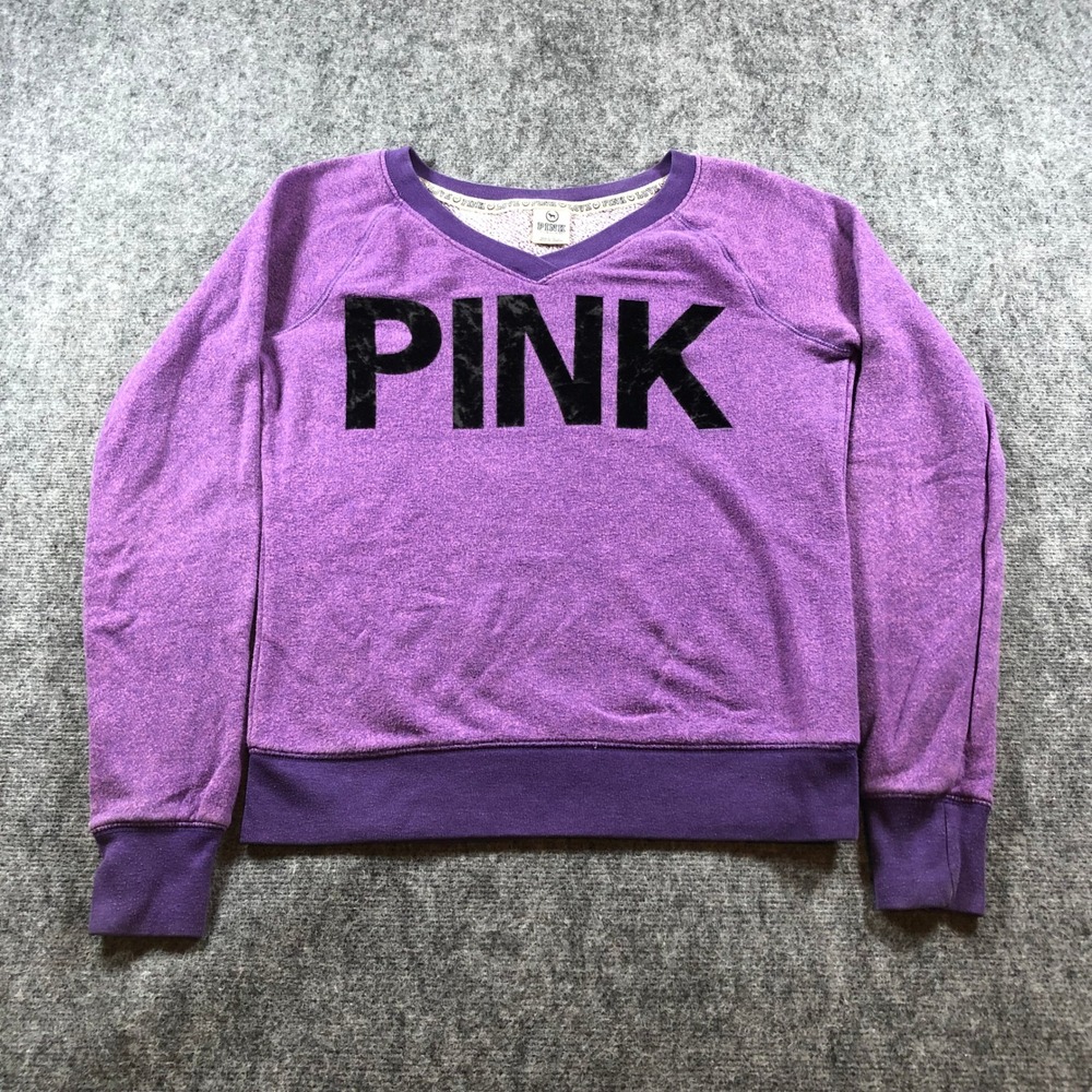PINK Victoria's Secret Sweatshirt Women's S Pullover V-Neck Purple Comfy Casual